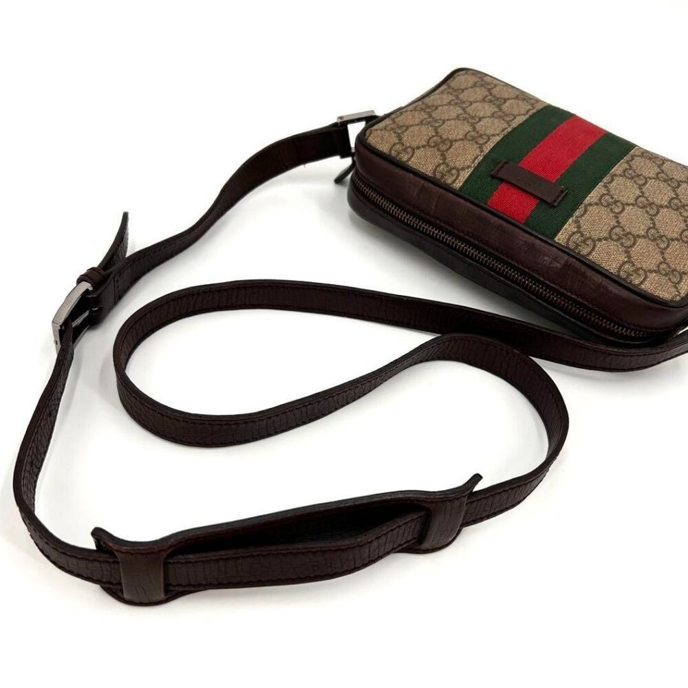 Authentic Gucci GG Supreme Sherry Ophidia Crossbody Web Canvas Messenger Bag Tan - Picture 5 of 10